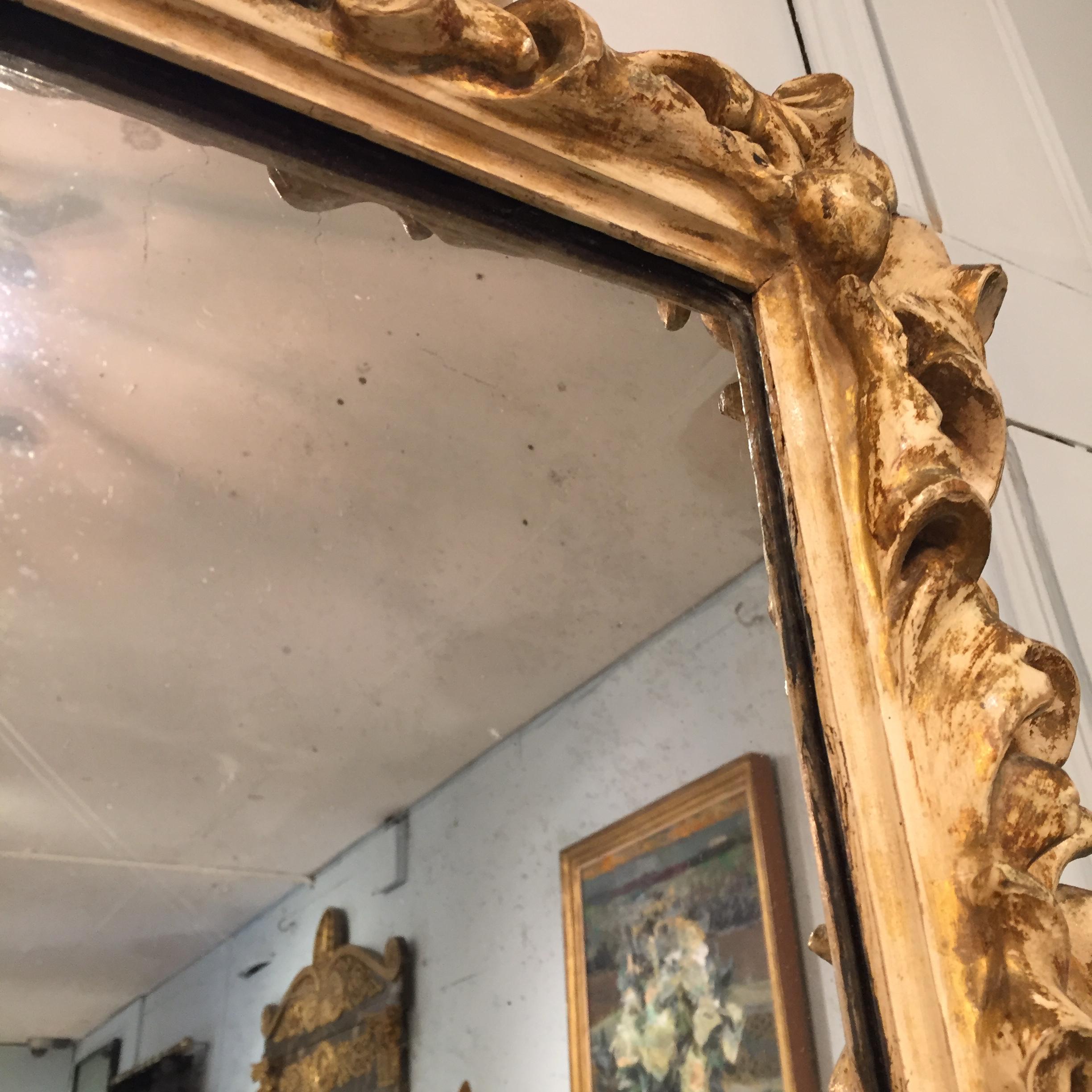 Pair of 17th Century English Carved Wood, Gesso and Parcel Gilt Frames 1