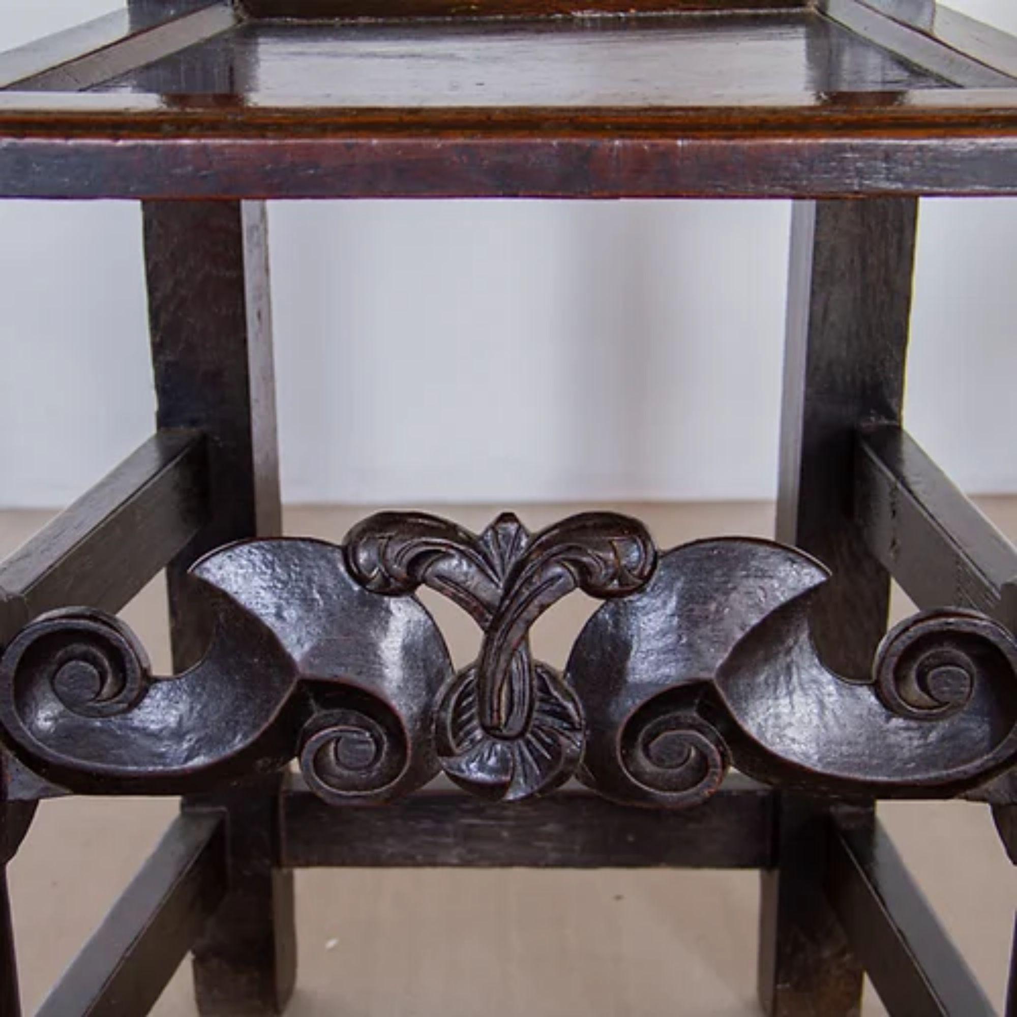 18th Century and Earlier Pair of 17th Century English Oak Carved Slat Back Chairs, circa 1685