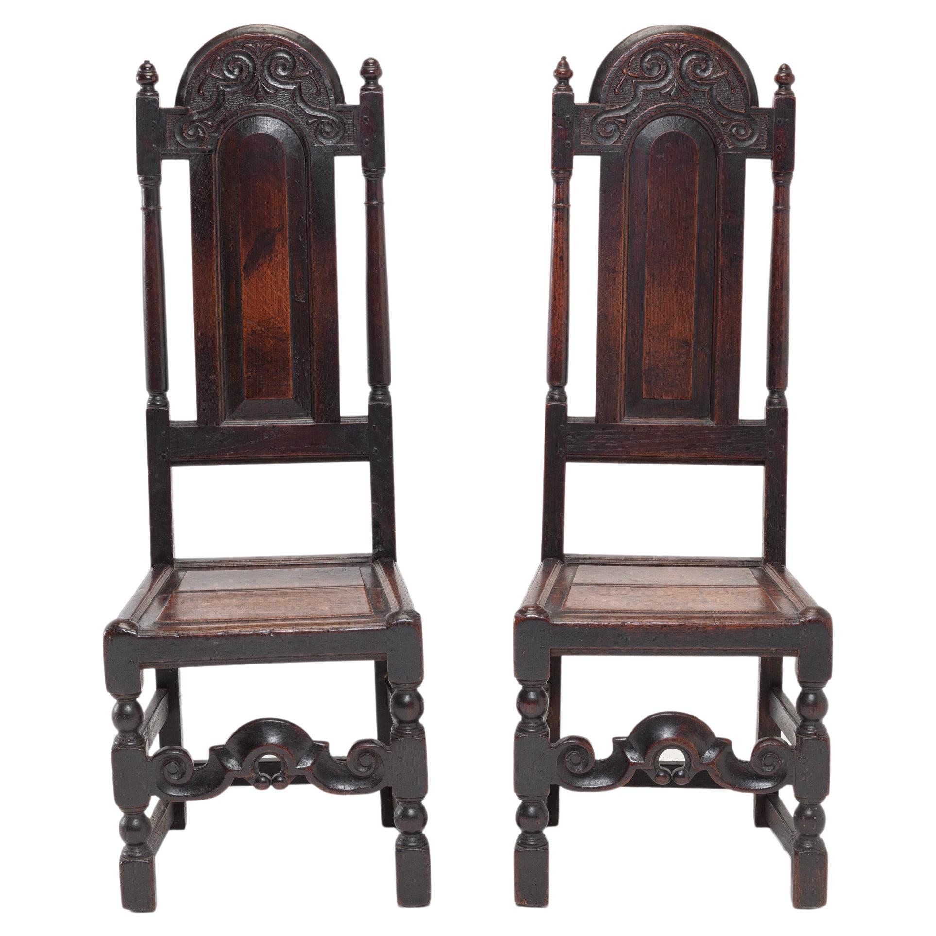 Pair of 17th Century English Oak Side Chairs
