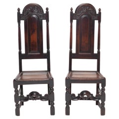 Antique Pair of 17th Century English Oak Side Chairs