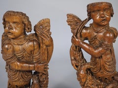 Pair of 17th Century Flemish Putti Sculptures on Contemporary Iron Mounts