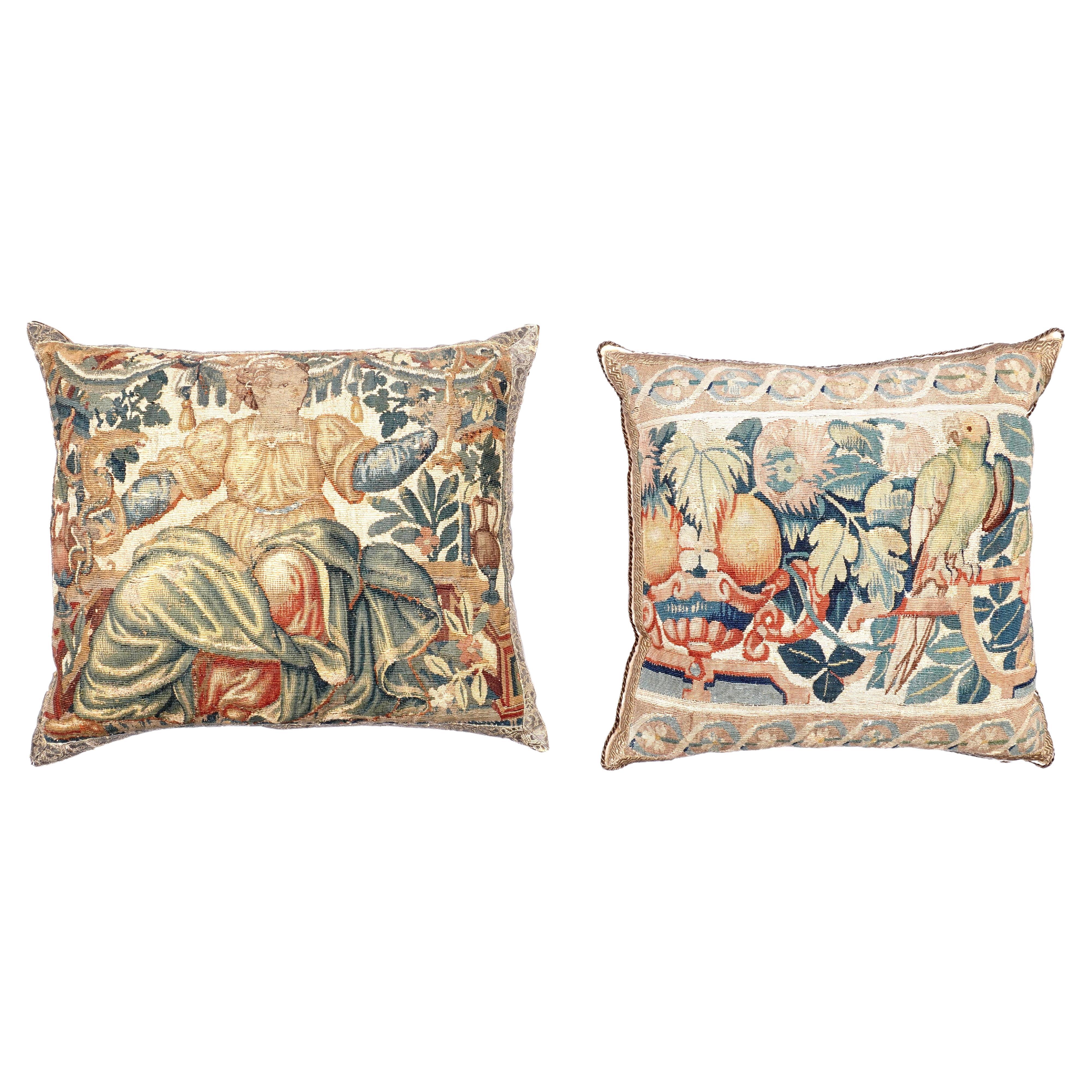 Pair of 17th Century Flemish Tapestry Pillows