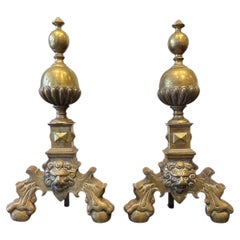 Pair of 17th-Century Flemish Bronze Firedogs