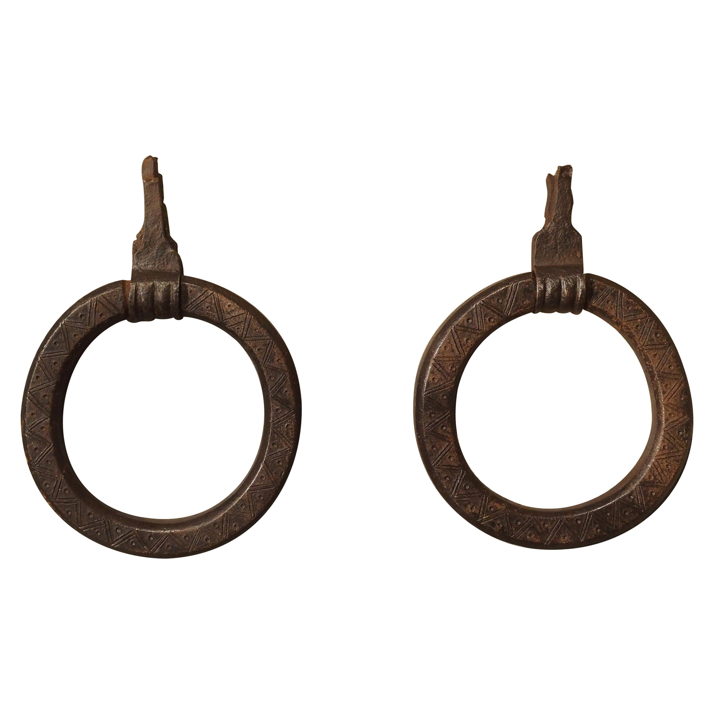 Pair of 17th Century Forged Iron Door Knockers from Tuscany