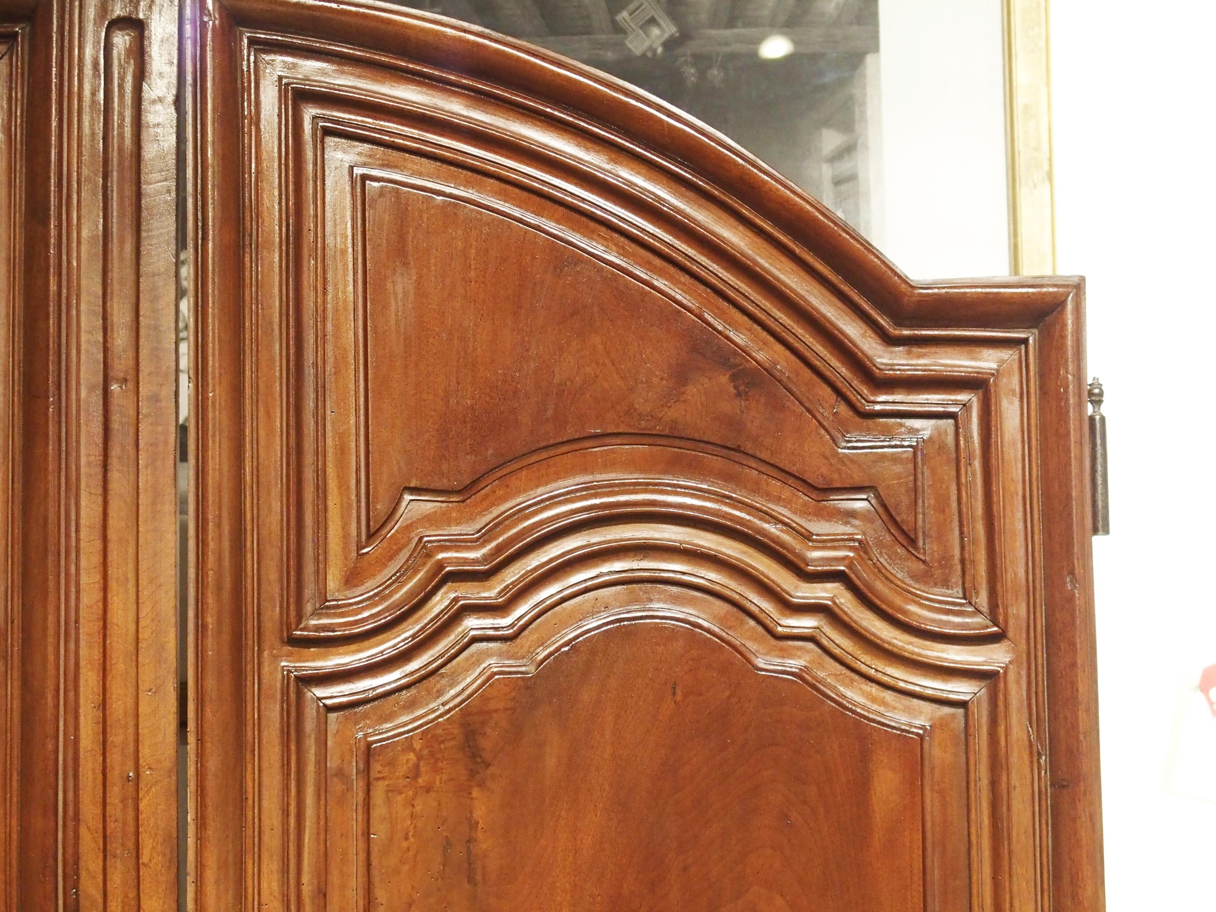Pair of 17th Century French Walnut Wood Armoire Doors In Good Condition In Dallas, TX