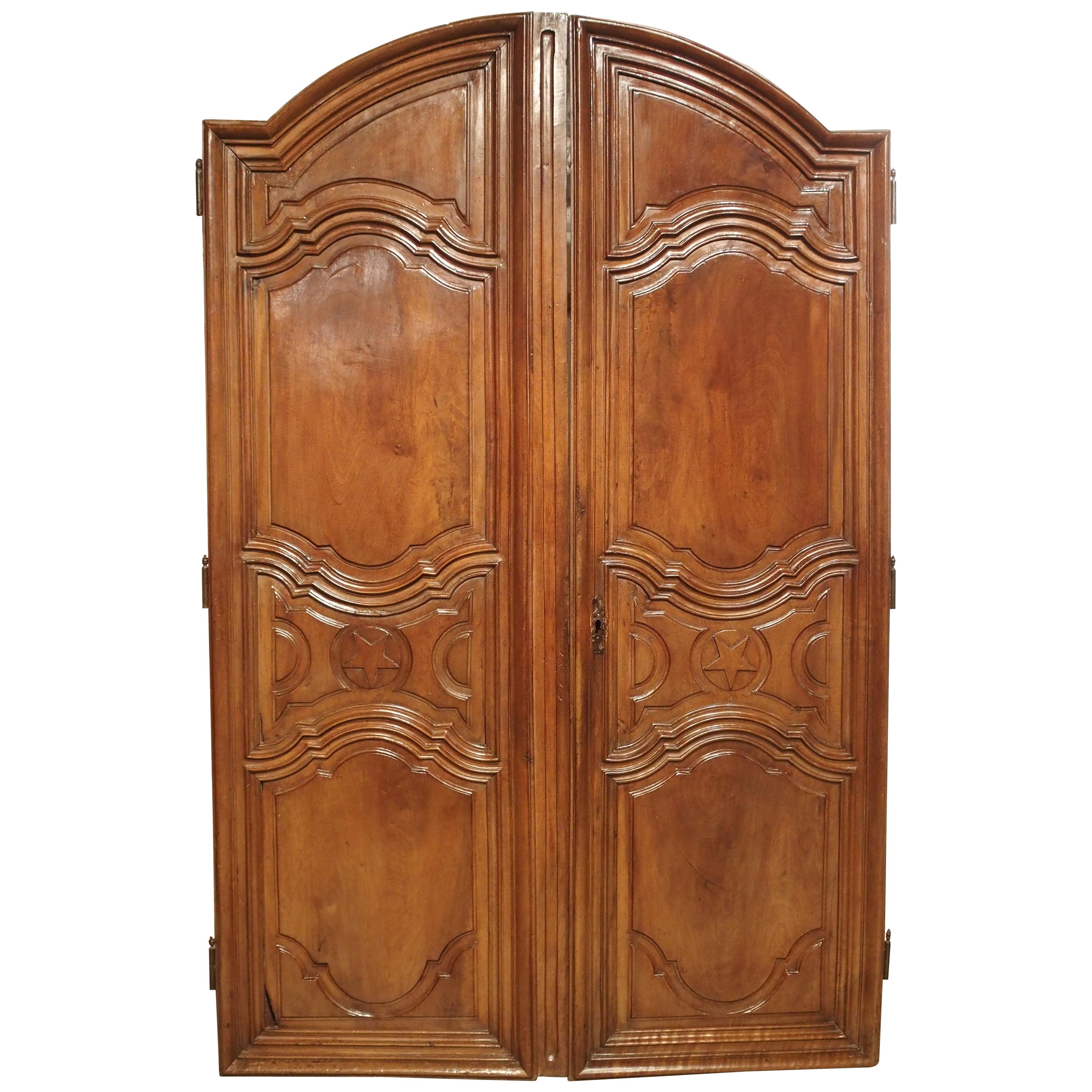 Pair of 17th Century French Walnut Wood Armoire Doors