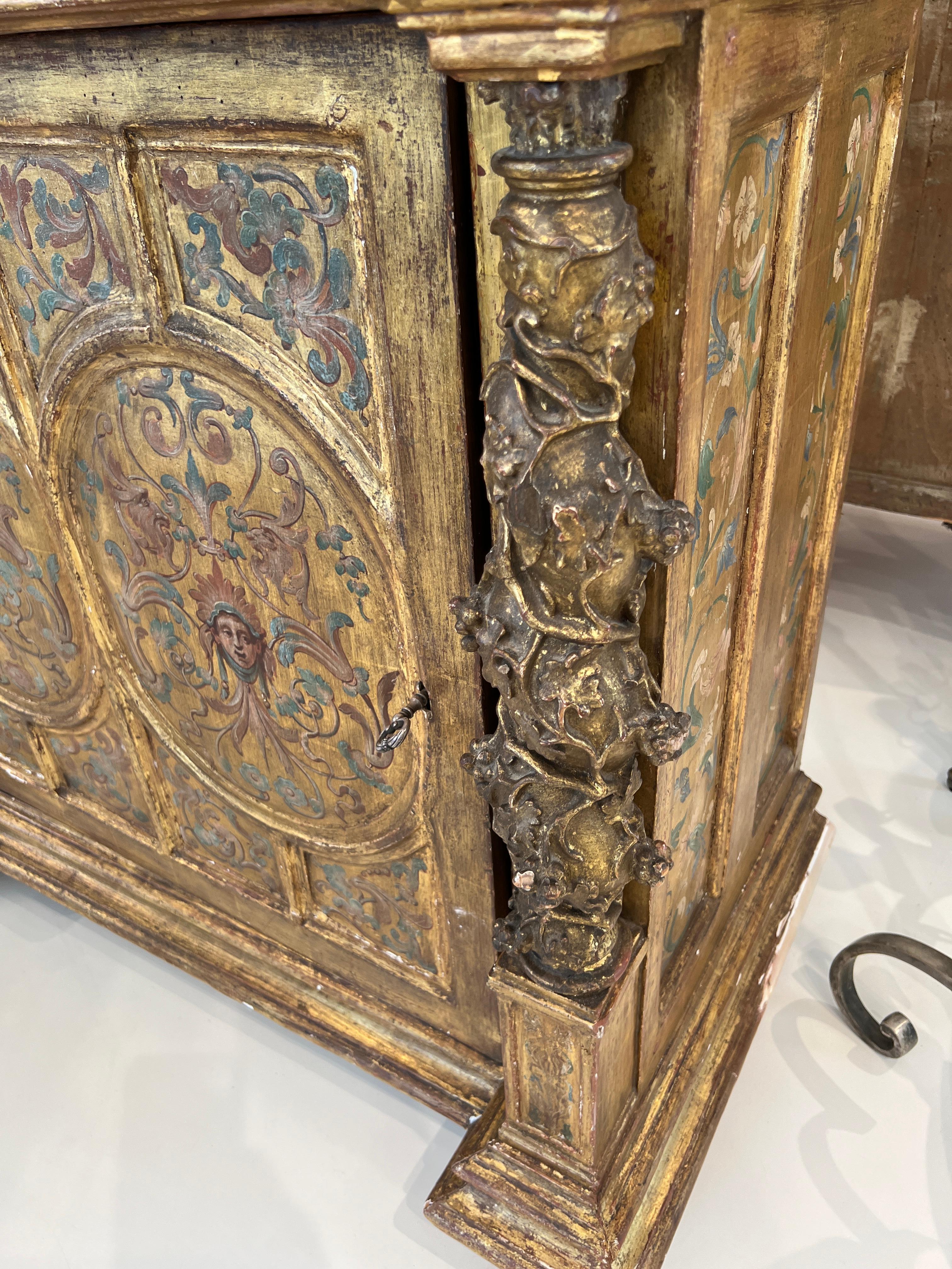 Wood  Pair of 17th Century Gilded Cabinets