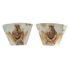 Pair of 17th Century Italian Angel Heads on Antique Mercury Mirrors