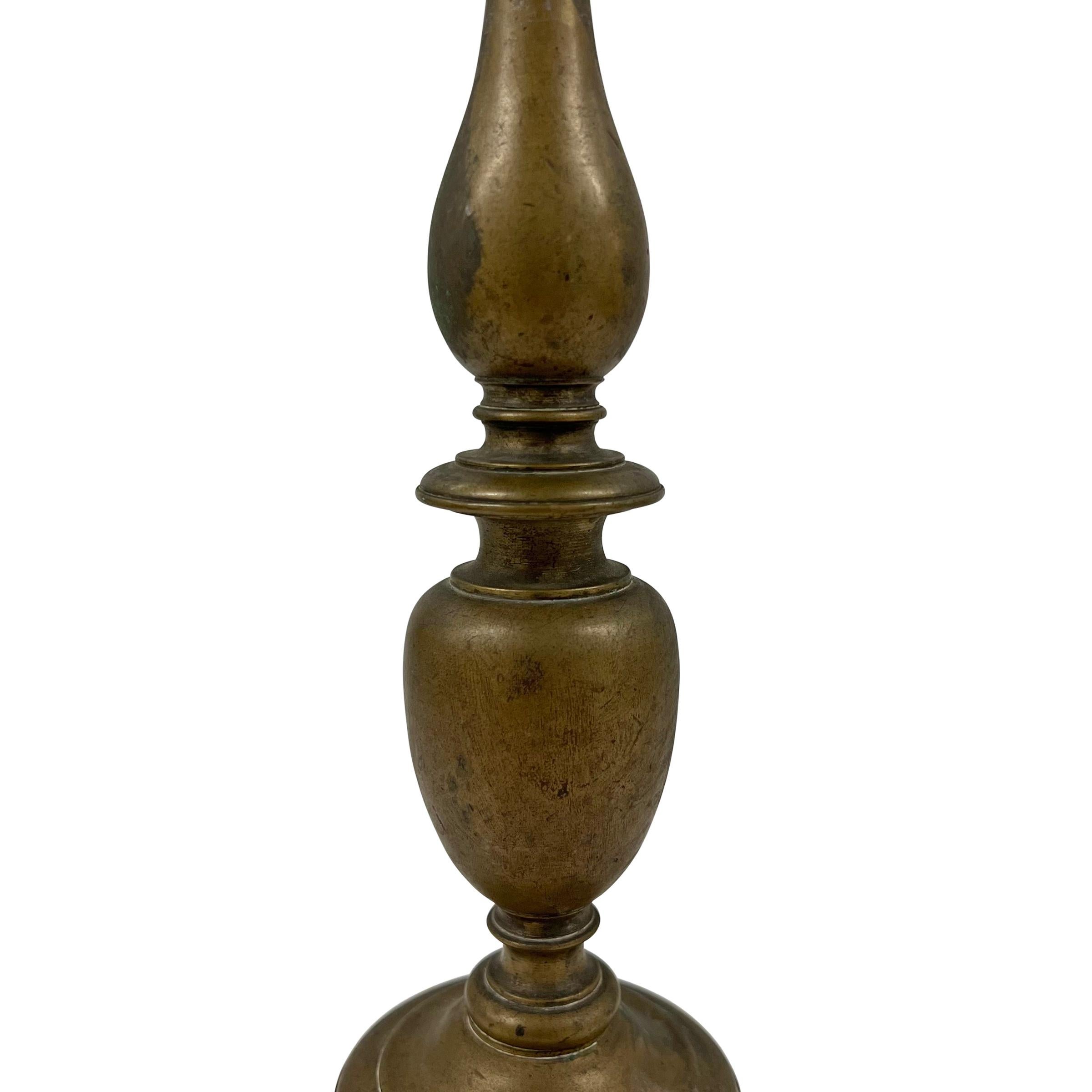 Pair of 17th Century Italian Baroque Bronze Candlesticks For Sale 3