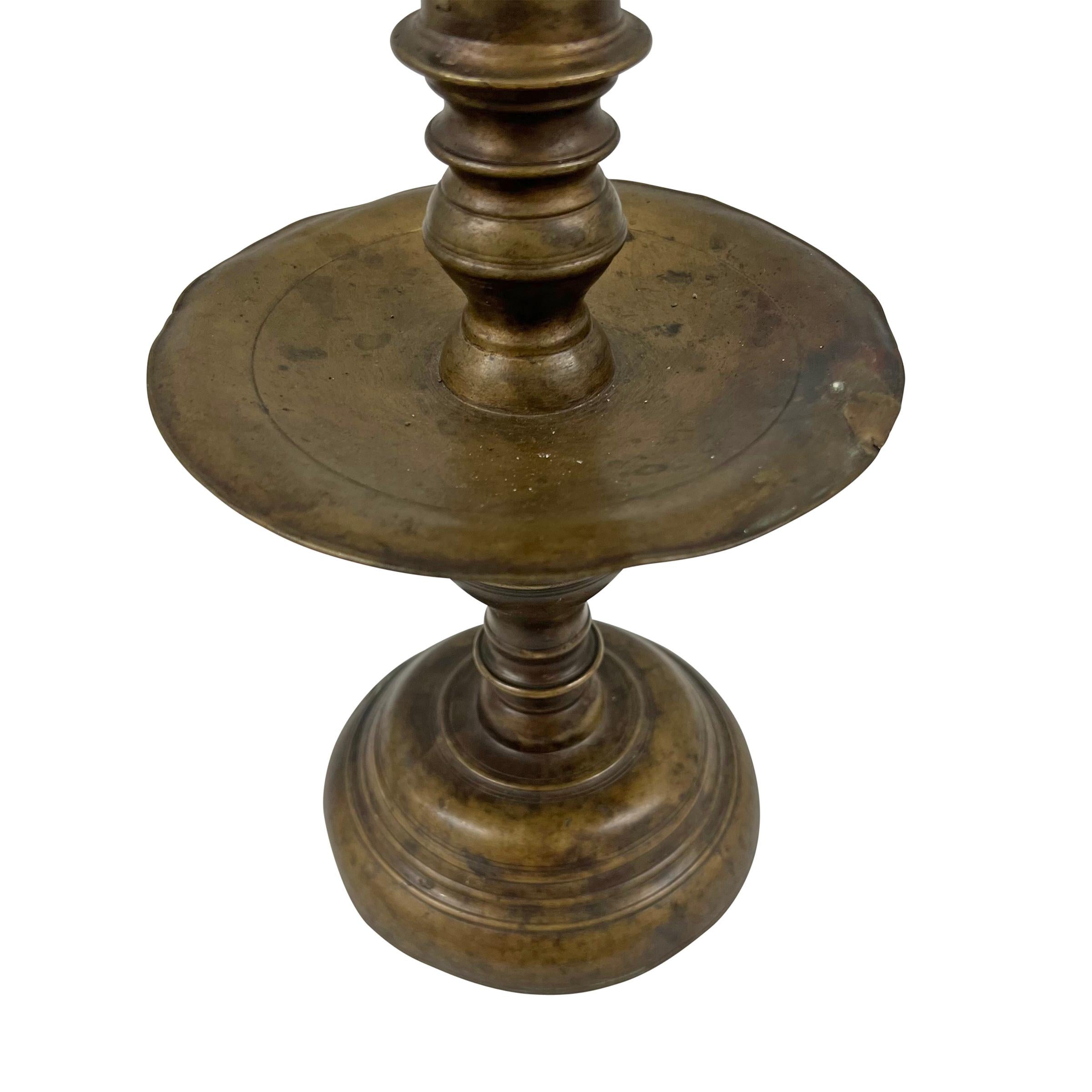 18th Century and Earlier Pair of 17th Century Italian Baroque Bronze Candlesticks For Sale