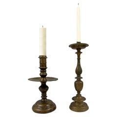 Pair of 17th Century Italian Baroque Bronze Candlesticks