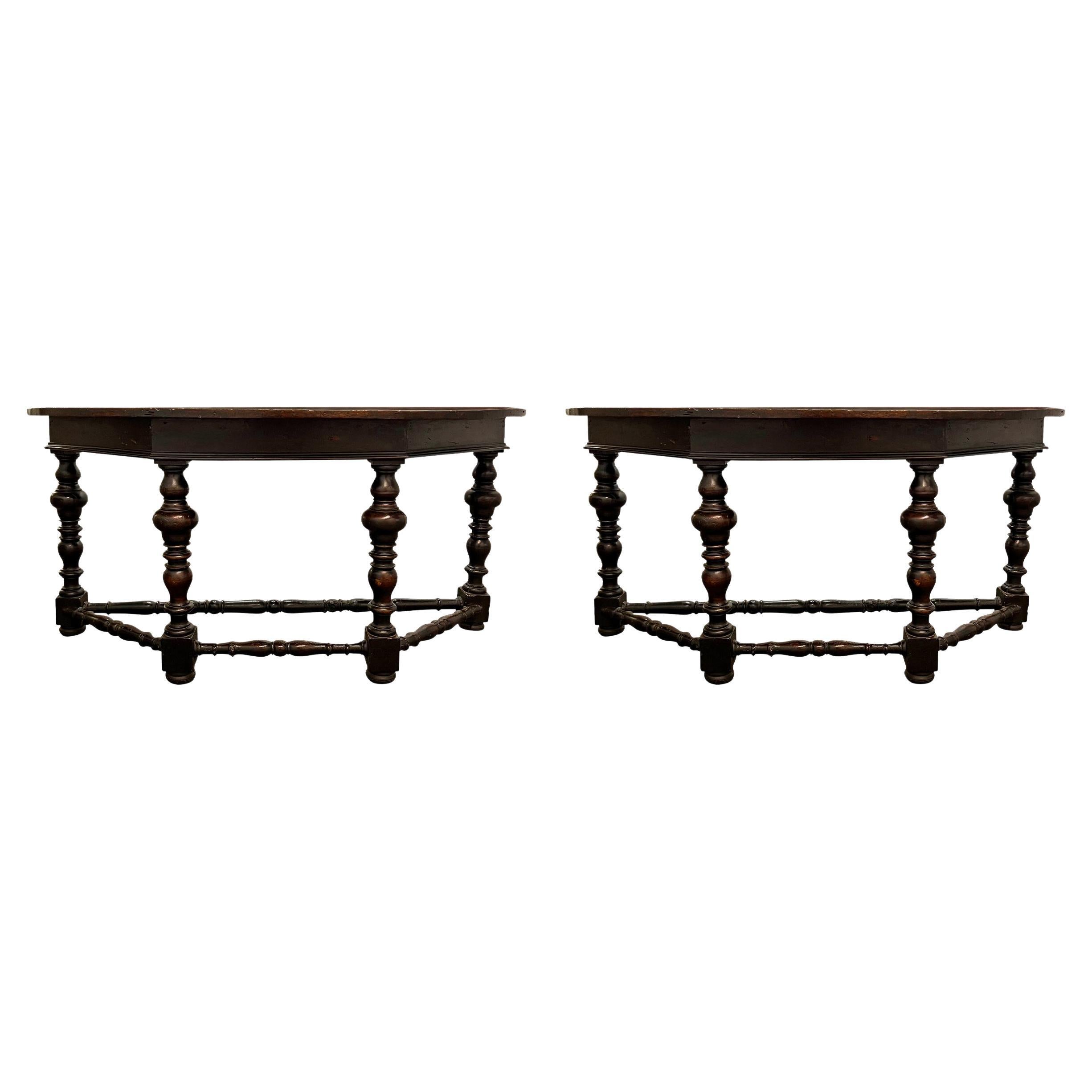 Pair of 17th Century Italian Baroque Console Tables