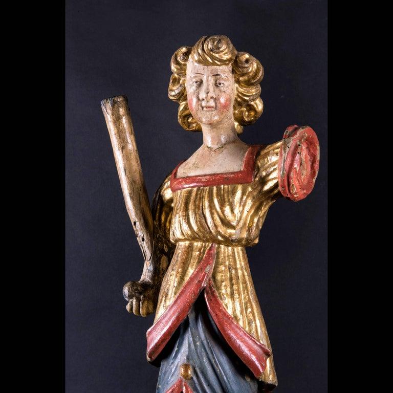 17th Century Italian Baroque Sculptures Pair of Angels with Cornucopia In Good Condition For Sale In Milano, MI