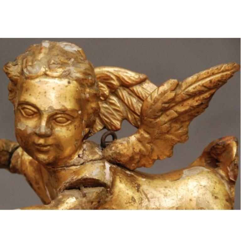 Pair of 17th Century Italian Carved, Gilt Putti on Stands 2