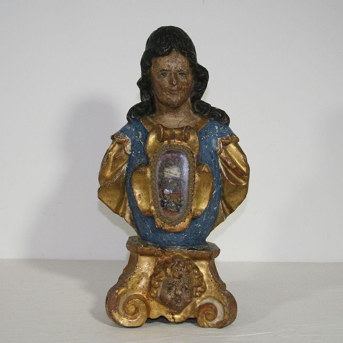 Pair of 17th Century Italian Carved Reliquary Busts 6