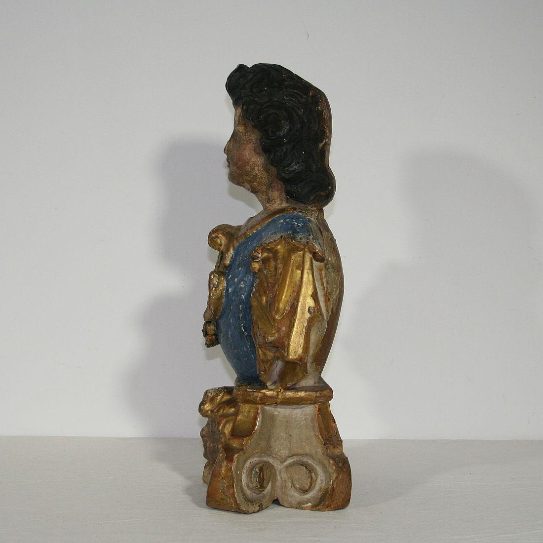 Wood Pair of 17th Century Italian Carved Reliquary Busts