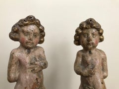 Pair of 17th Century Italian Carved Wood Putti