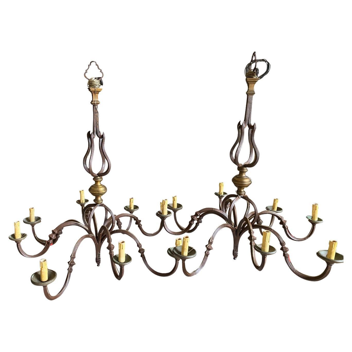 Pair Of 17th Century Italian Chandeliers For Sale