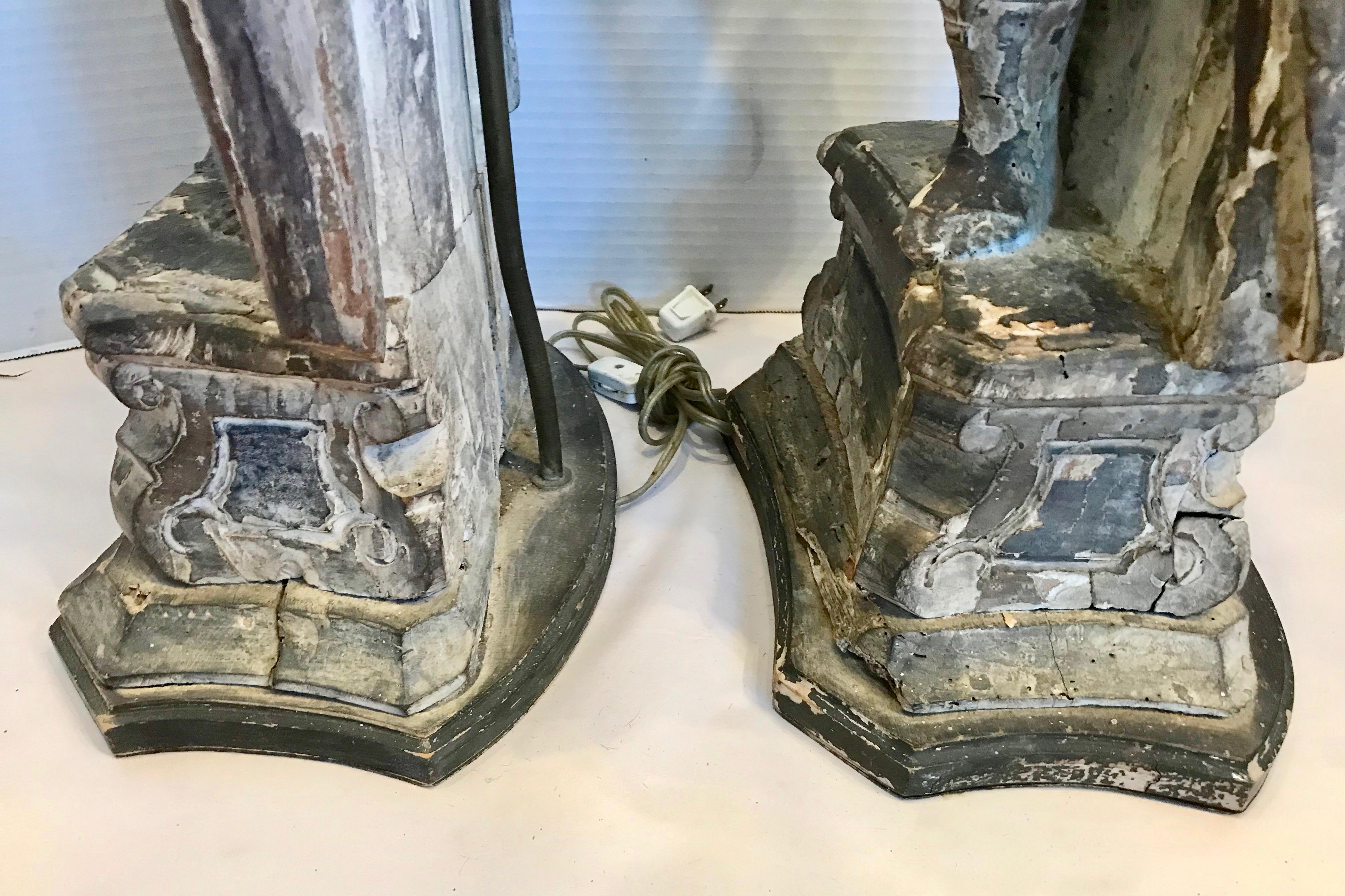 Pair Of 17TH Century Italian Figural Prickets Now Mounted As Lamps For Sale 7