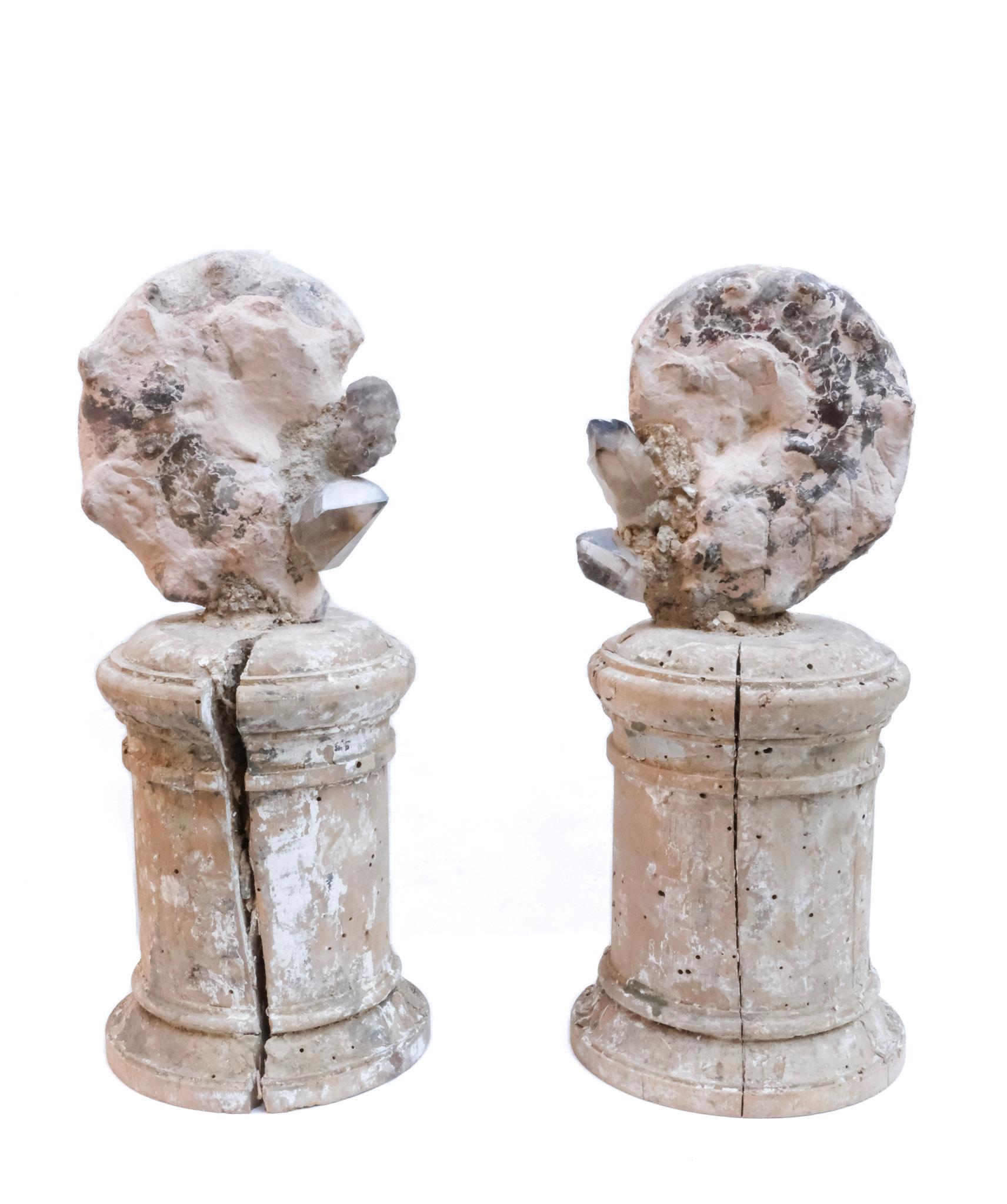 Paire de « fragments de fleurs » italiens du 17ème siècle avec citron et Ammonite en vente 2