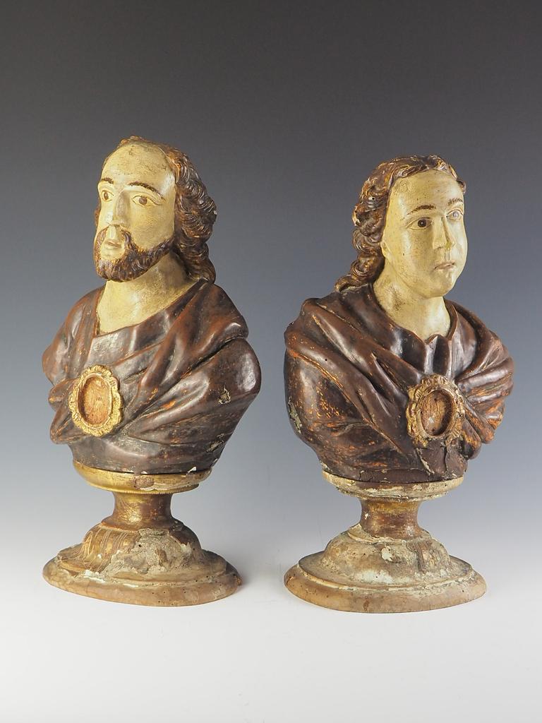 Pair of 17th Century Italian Reliquary Busts In Good Condition For Sale In Lincoln, GB