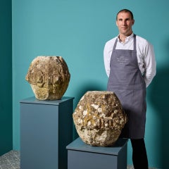 Pair of 17th Century Limestone Gate Finials