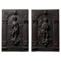 Pair of 17th Century Medieval Style Carved Oak Panels
