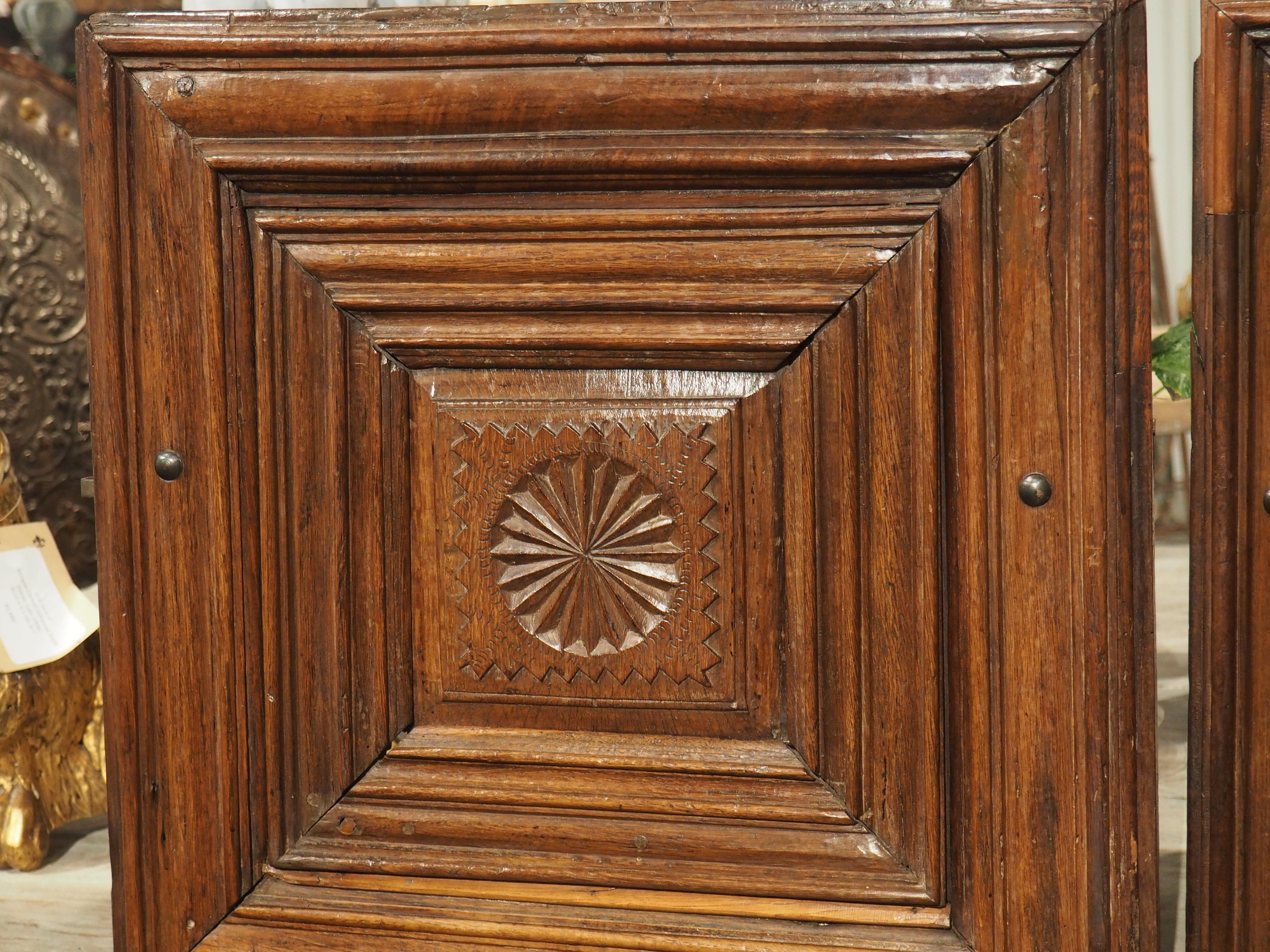 Pair of 17th Century Oak Armoire Doors from France For Sale 6