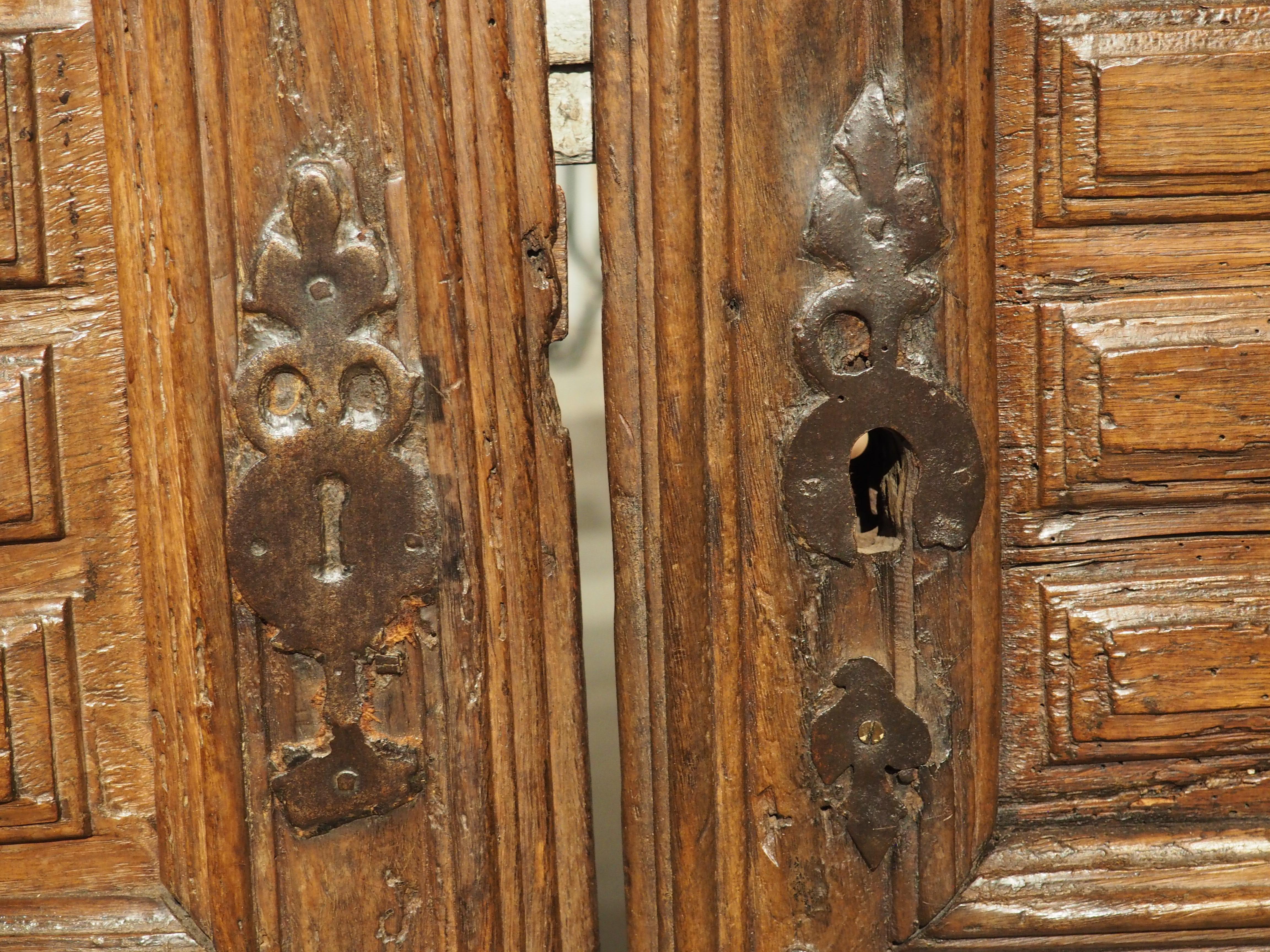 Hand-Carved Pair of 17th Century Oak Armoire Doors from France For Sale