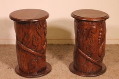 Pair Of 17th Century Oak Bedside Tables Or Sofa Ends