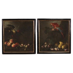 Pareja de óleos sobre lienzo del siglo XVII Antiguos bodegones italianos, 1650