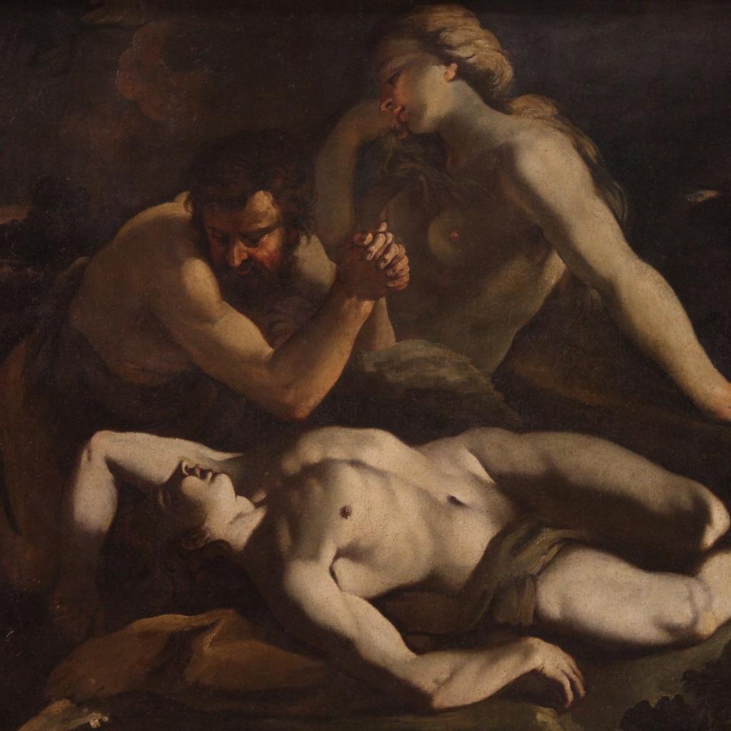 Pareja de óleos sobre lienzo del siglo XVII Pinturas bíblicas antiguas italianas, 1650 3
