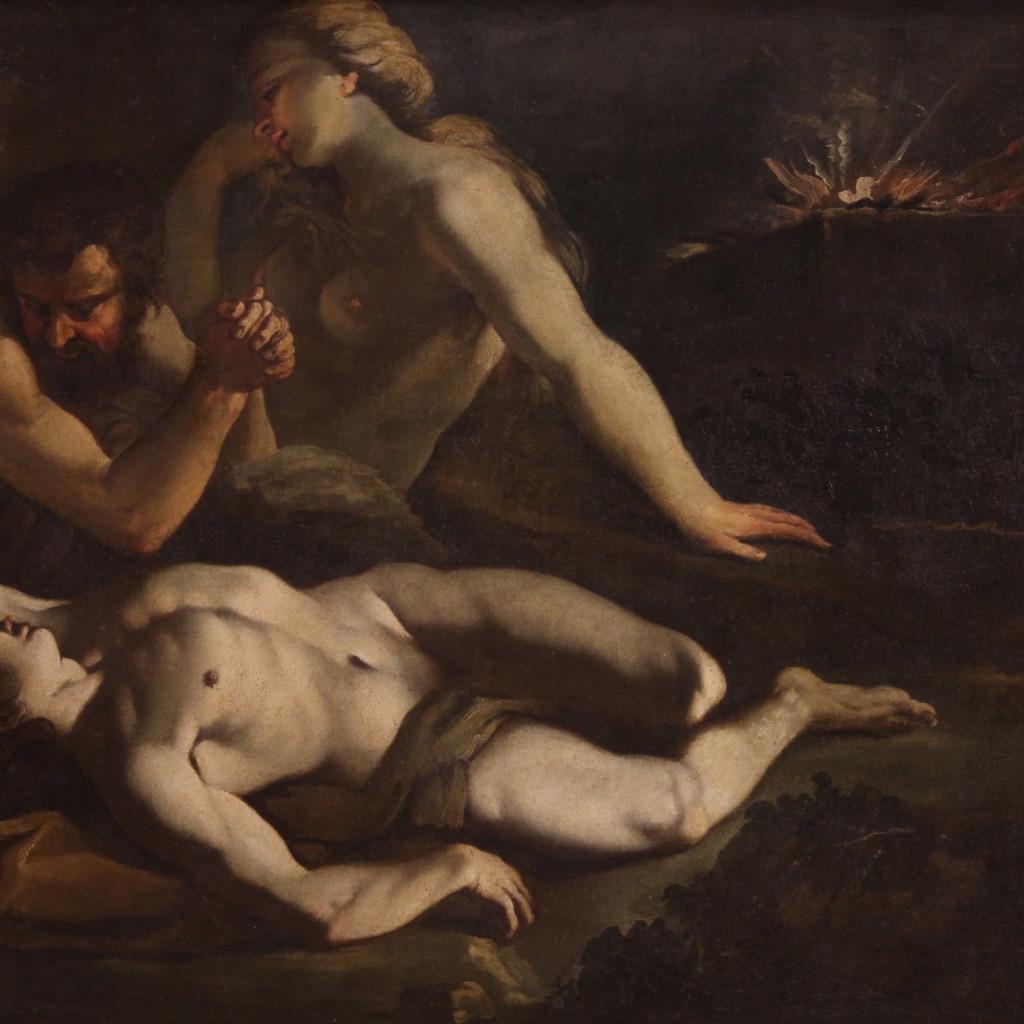 Pareja de óleos sobre lienzo del siglo XVII Pinturas bíblicas antiguas italianas, 1650 4