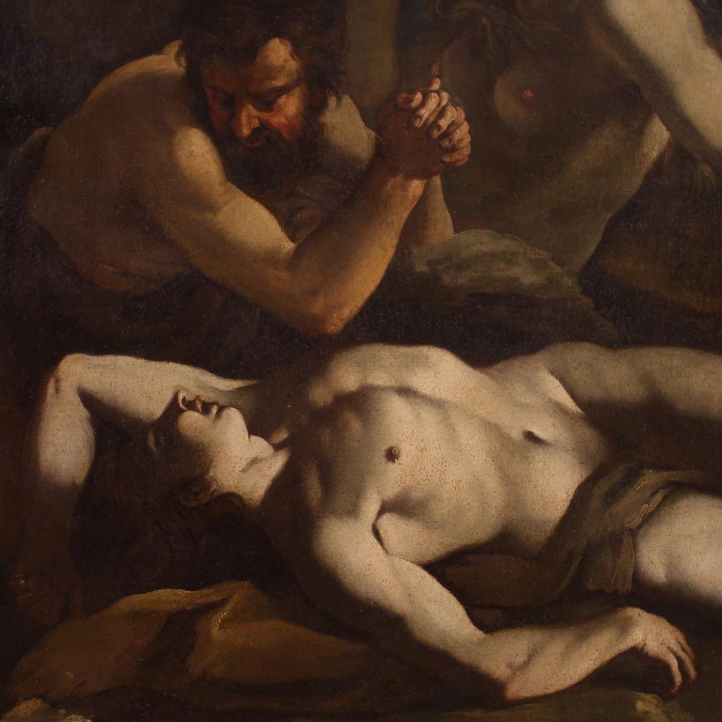 Pareja de óleos sobre lienzo del siglo XVII Pinturas bíblicas antiguas italianas, 1650 6