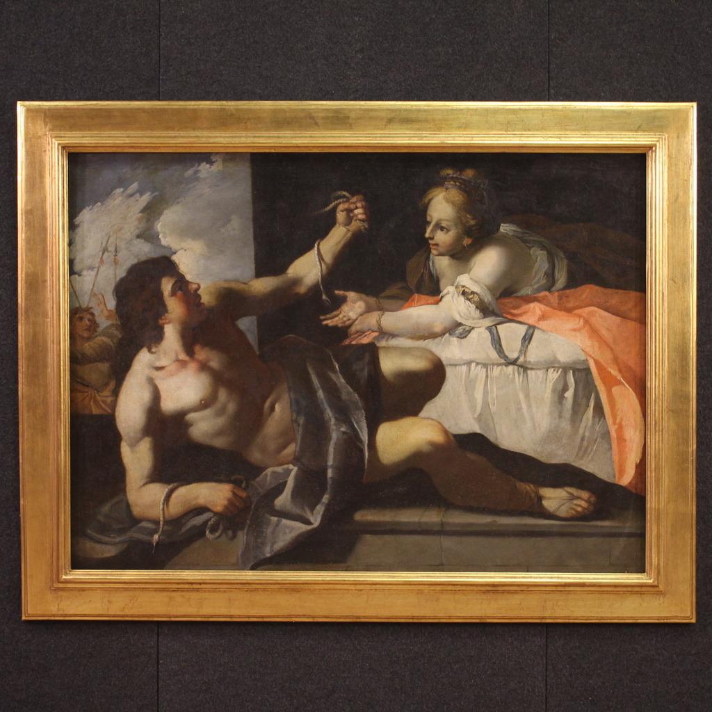 Pareja de óleos sobre lienzo del siglo XVII Pinturas bíblicas antiguas italianas, 1650 Italian