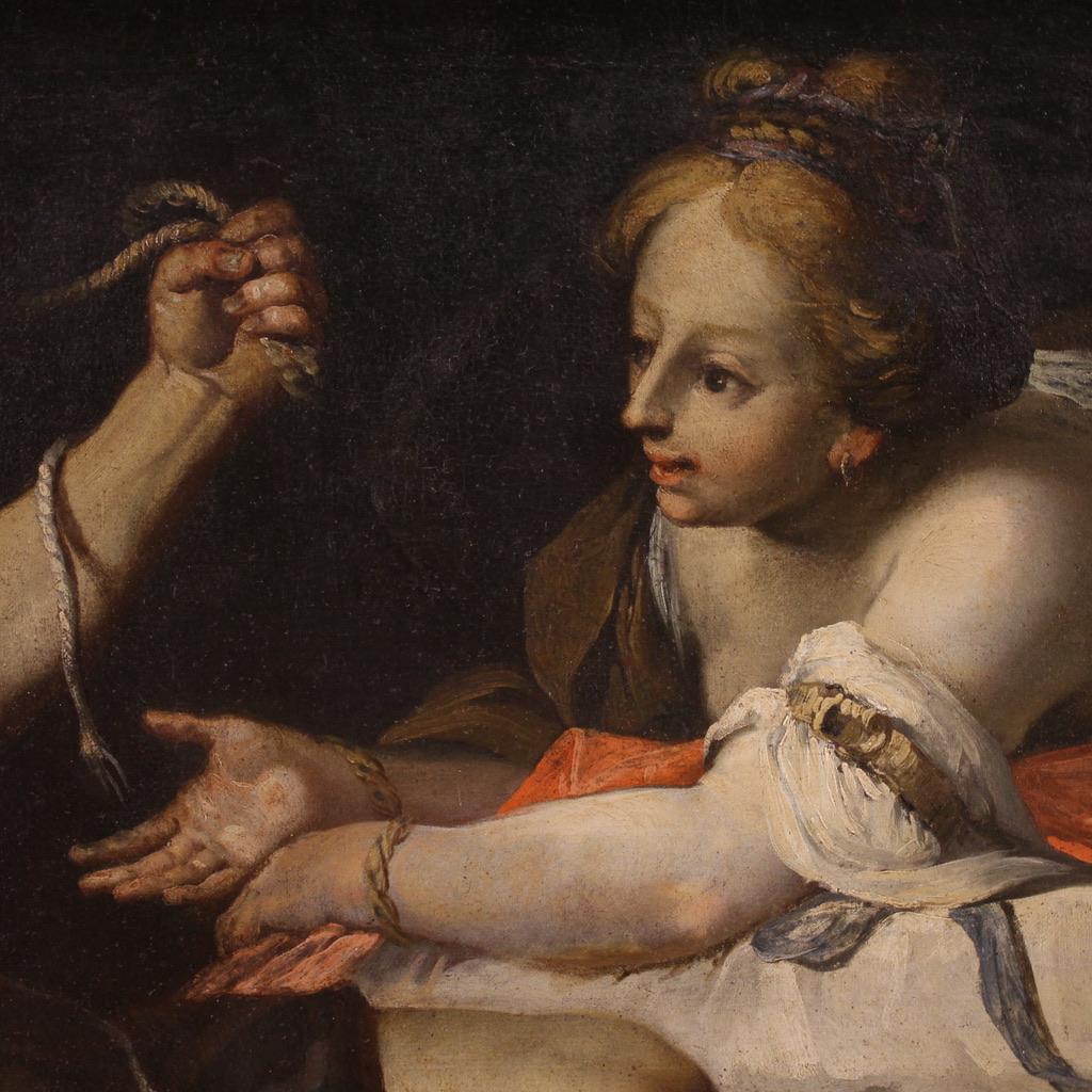 Pareja de óleos sobre lienzo del siglo XVII Pinturas bíblicas antiguas italianas, 1650 1