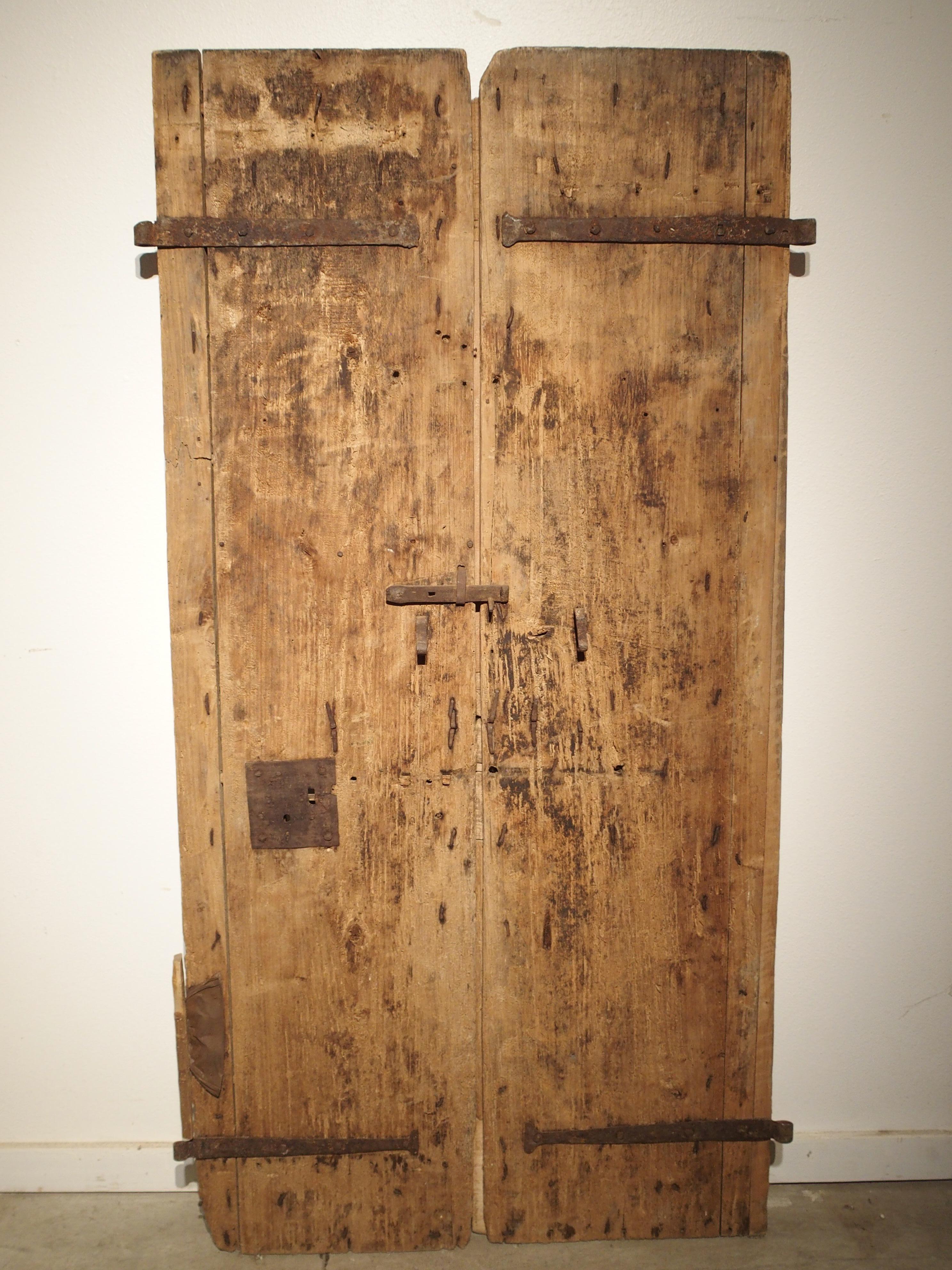 Italian Pair of 17th Century Pine and Iron Doors from Lombardy Italy