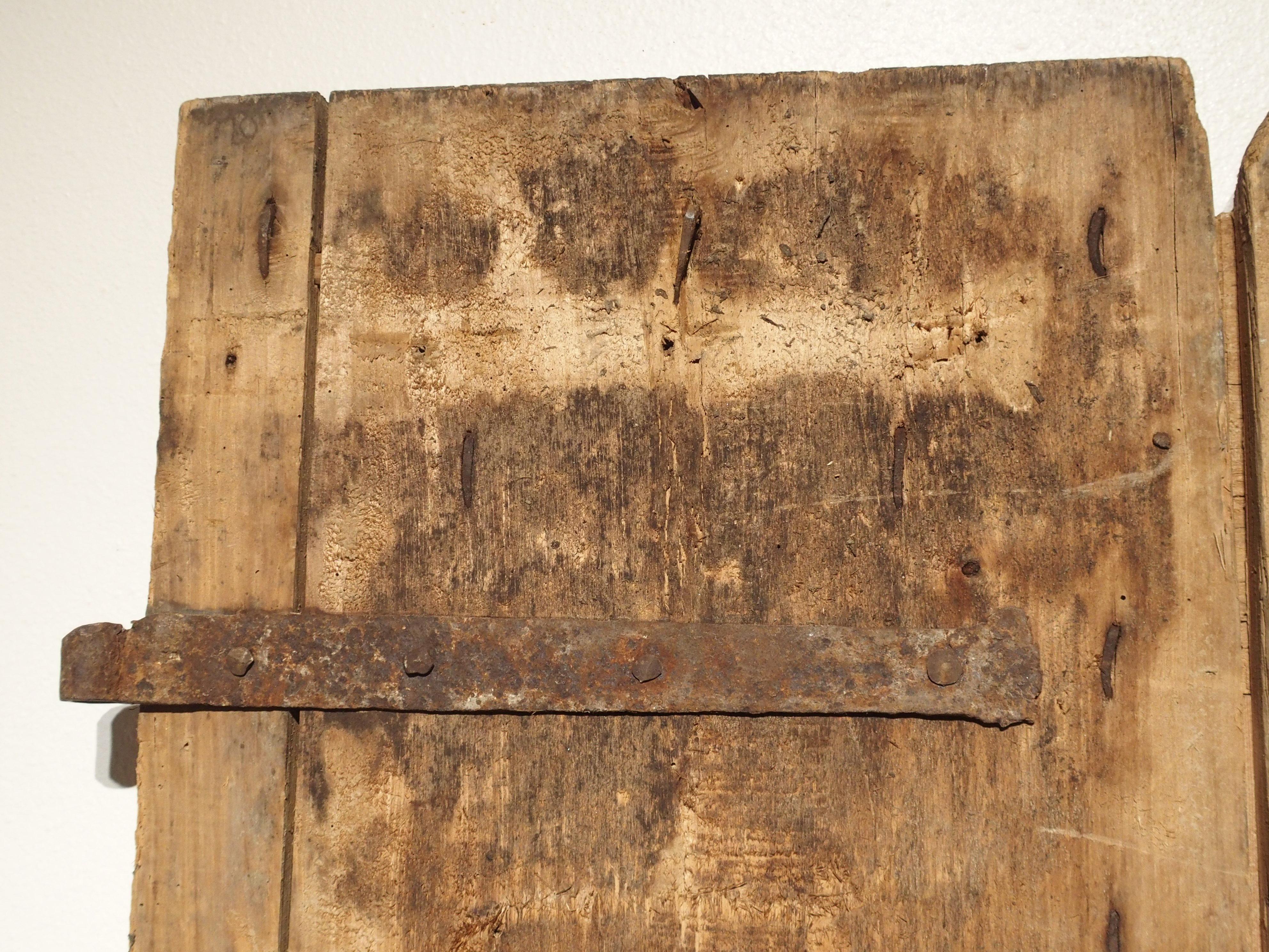 Pair of 17th Century Pine and Iron Doors from Lombardy Italy In Good Condition In Dallas, TX
