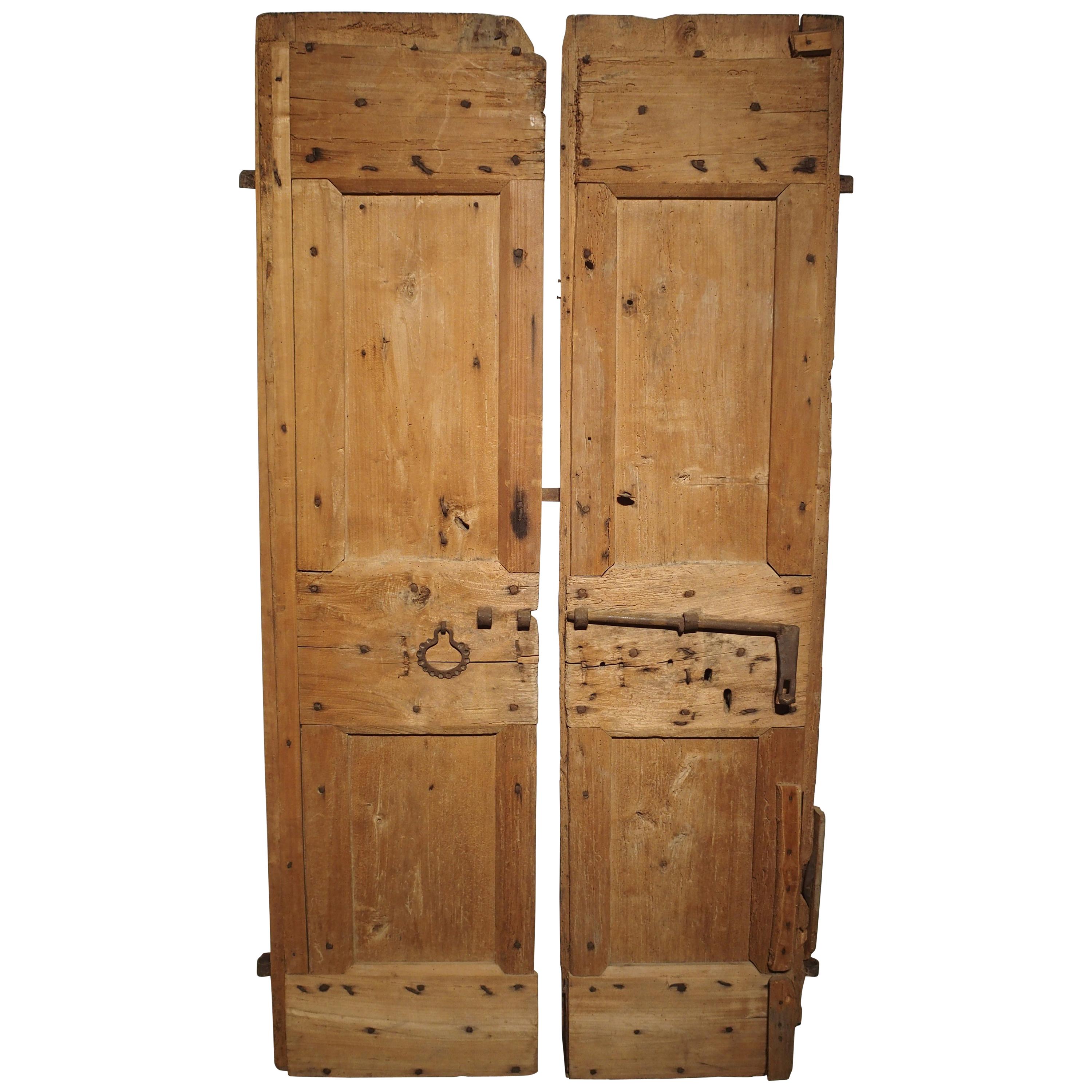 Pair of 17th Century Pine and Iron Doors from Lombardy Italy