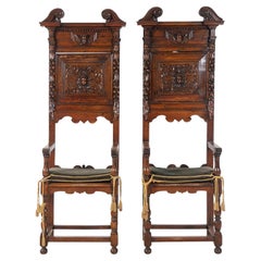 Pair of 17th Century Renaissance Revival Hall Chairs