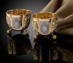 Pair of 17th Century Russian Silver Vodka Cups