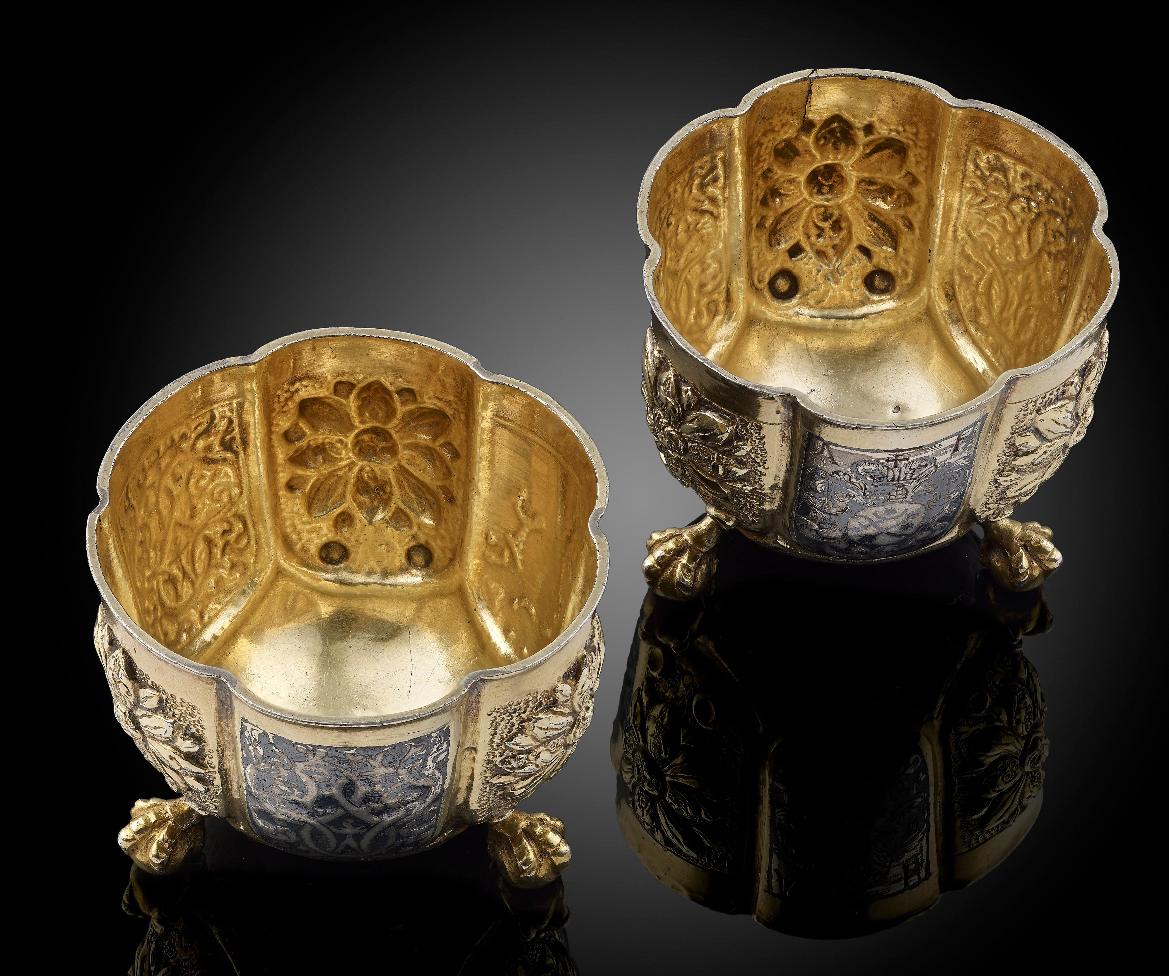 Pair of 17th Century Russian Silver Vodka Cups 1