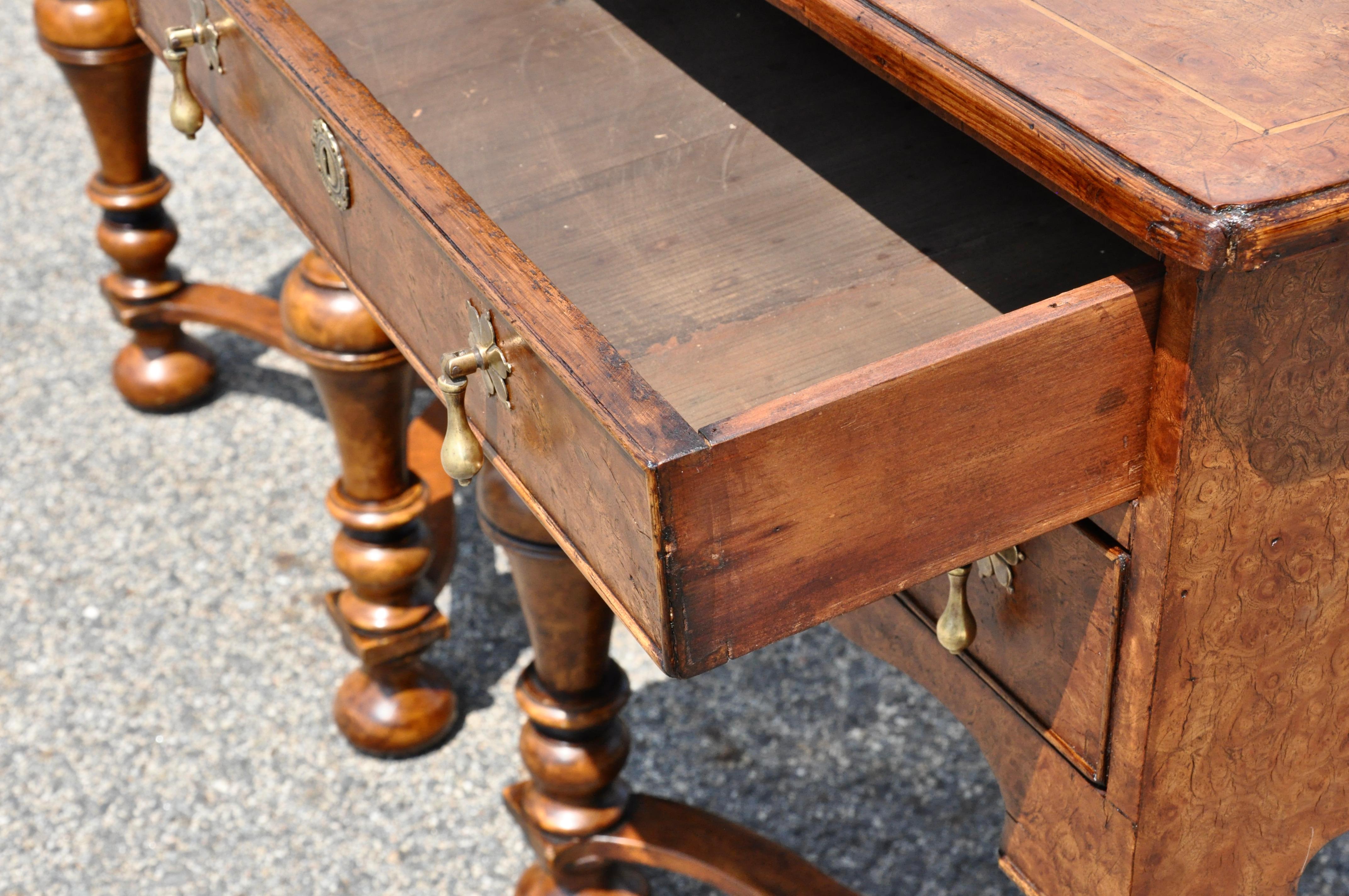 20th Century Pair of 17th Century Style Burl Walnut End Tables