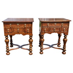 Pair of 17th Century Style Burl Walnut End Tables