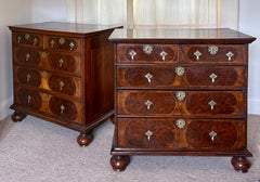 Pair of 17th Century William & Mary Walnut Veneered Chest of Drawers