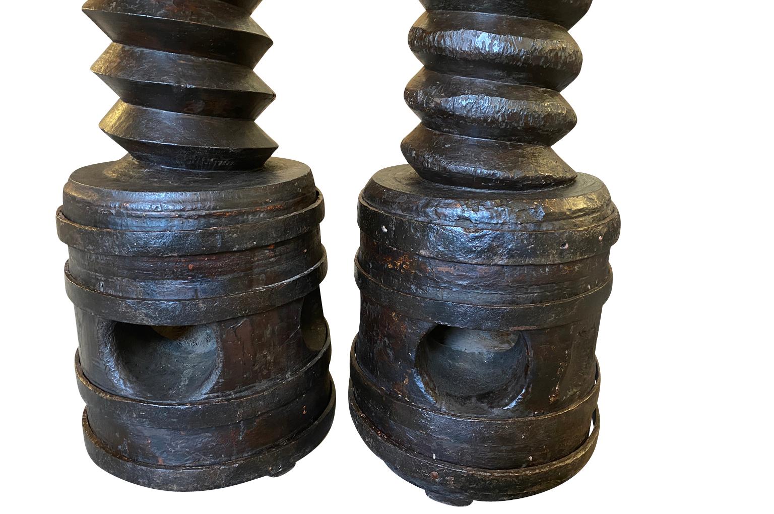 Pair Of 17th Century Wine Press Screws 4