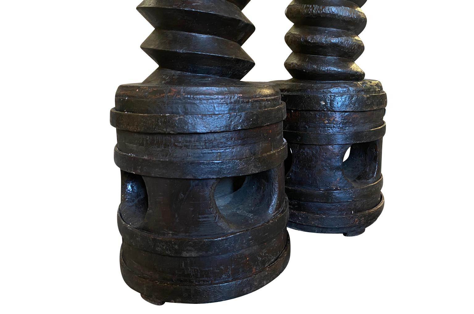 Pair Of 17th Century Wine Press Screws 5