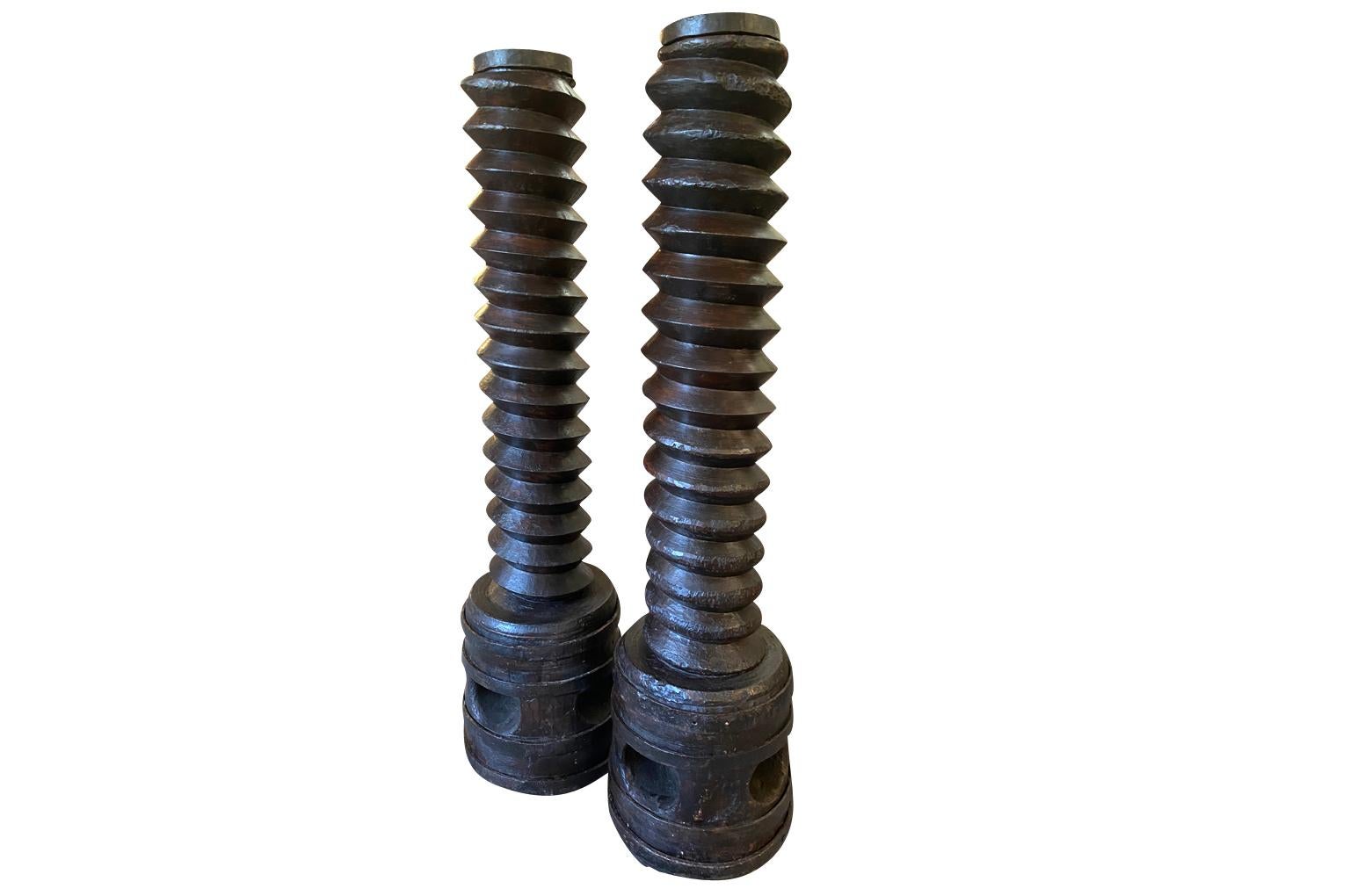 Italian Pair Of 17th Century Wine Press Screws