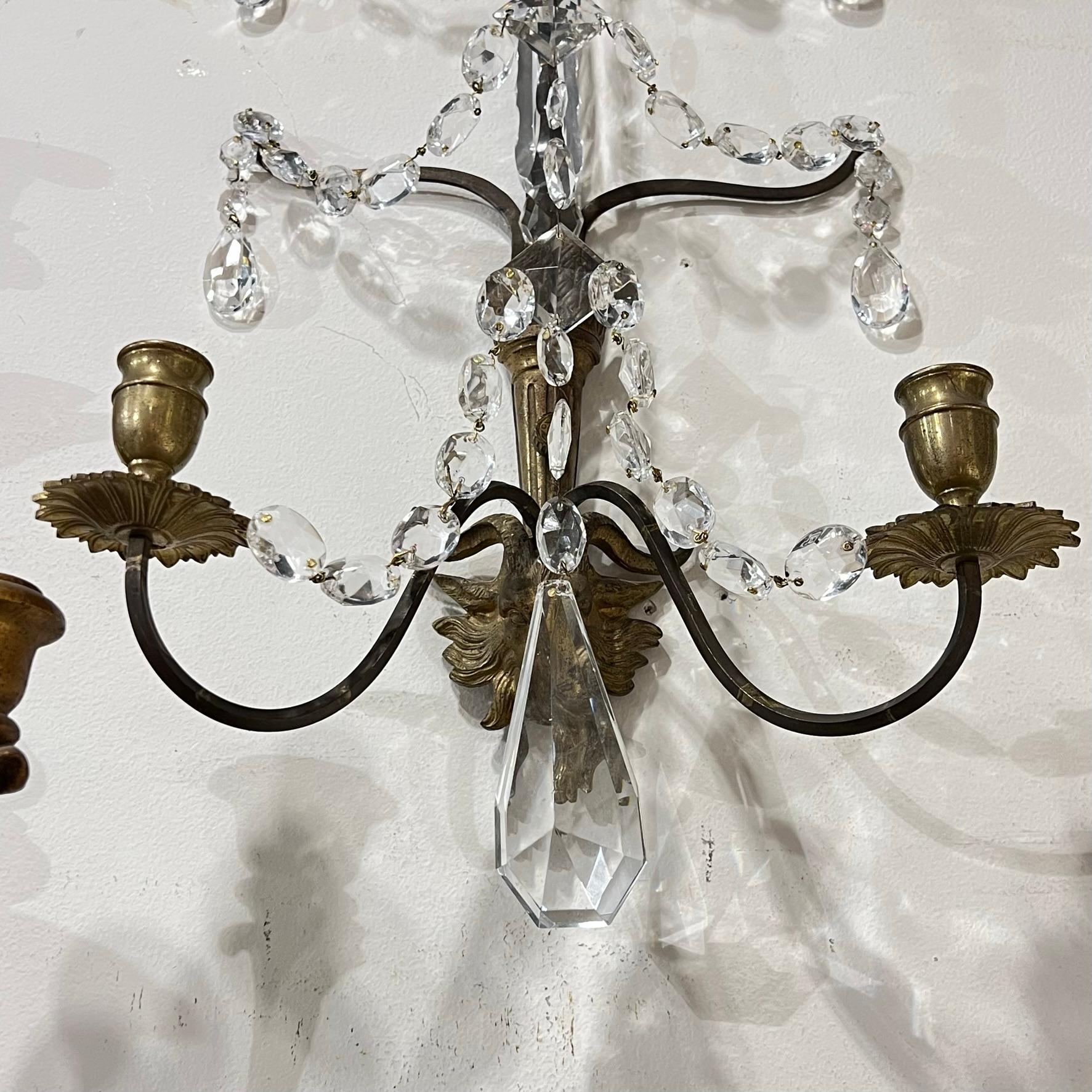 Pair of 18/19 Century Baltic Bronze and Crystal Sconses  13