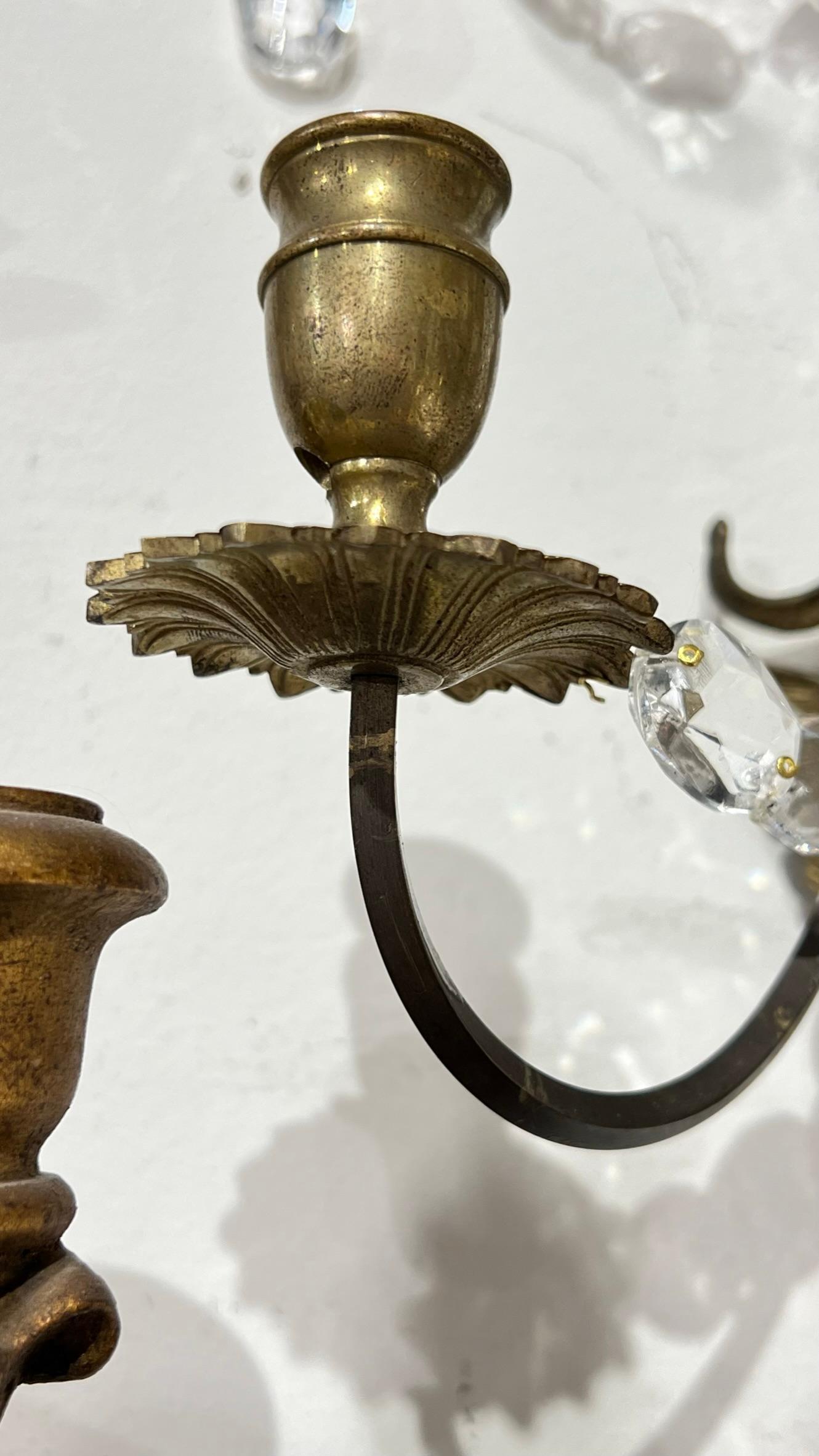 Pair of 18/19 Century Baltic Bronze and Crystal Sconses  4